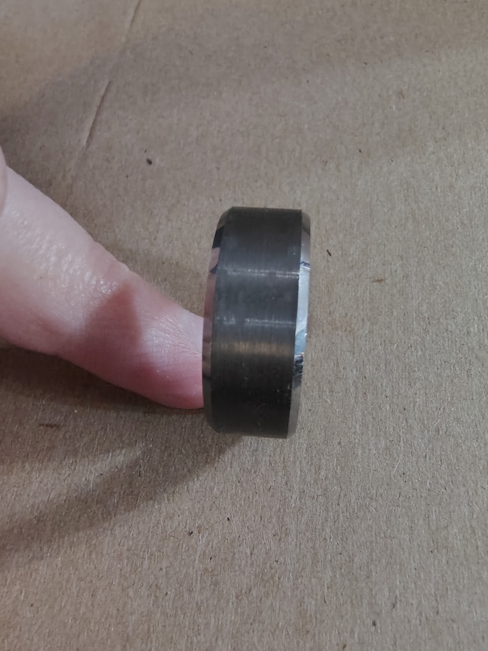 Dark Tungsten Carbide Men's Wedding Band - Modern Matte Finish Size 13 Wide Band